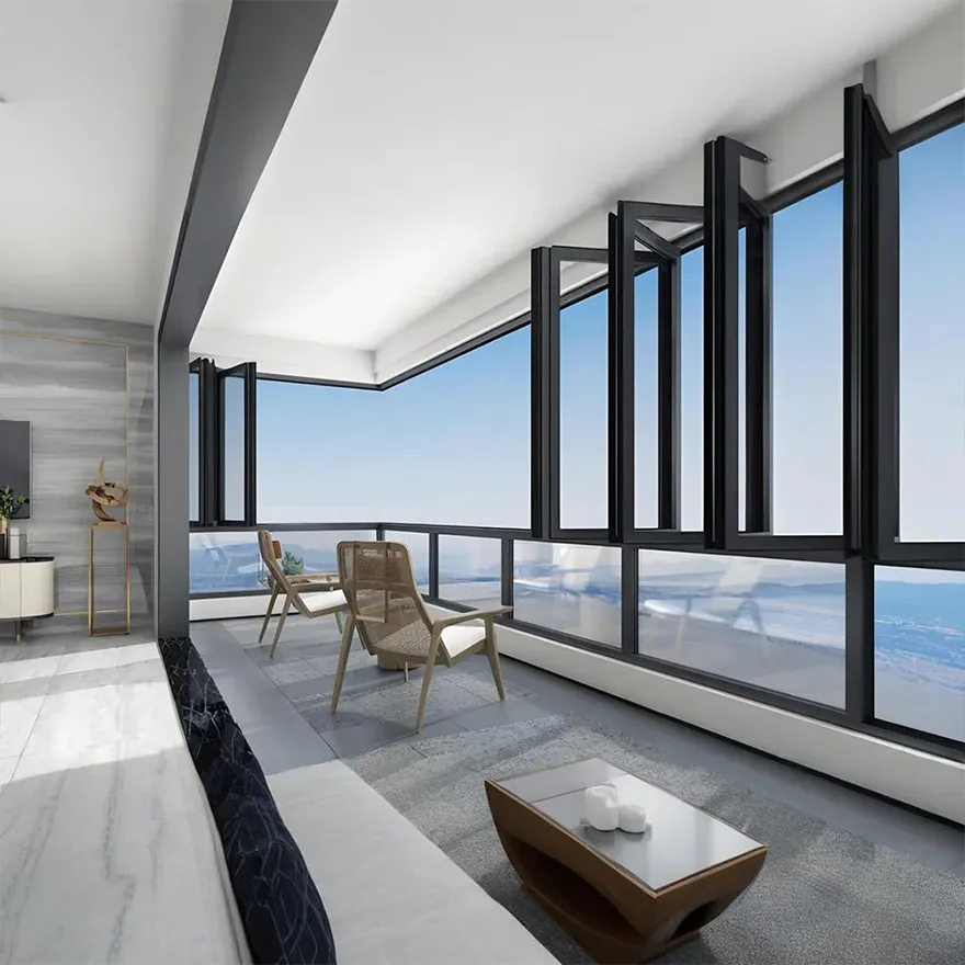 Ventana plegable de aluminio
